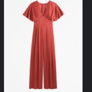 Abercrombie Satin Angel Sleeve Rust Jumpsuit